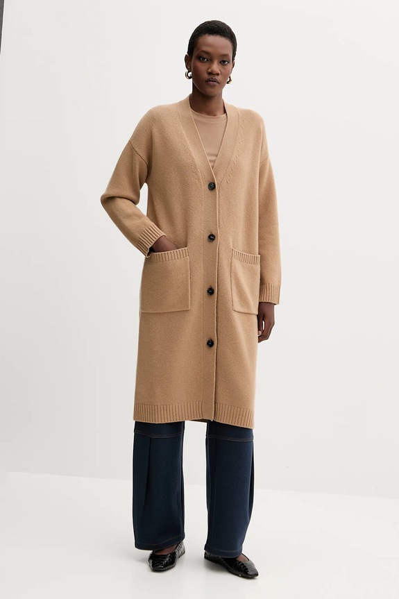 Weekend Max Mara cardigan din lână GODEZIA uni bej 2525346042600