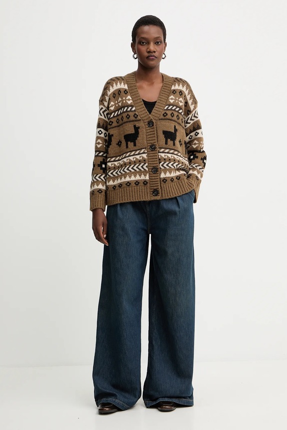 Weekend Max Mara kardigan z wełną OVATTA 2525346092600 zielony AW25