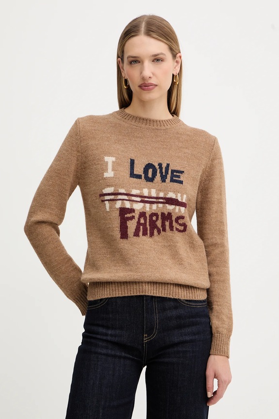 Weekend Max Mara sweter z wełną NITRA okrągły beżowy 2525366292600
