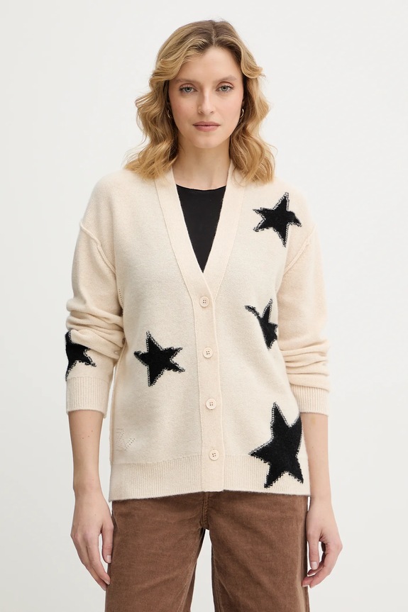 ZADIG&VOLTAIRE kasmír kardigán mintás bézs KWCA01626