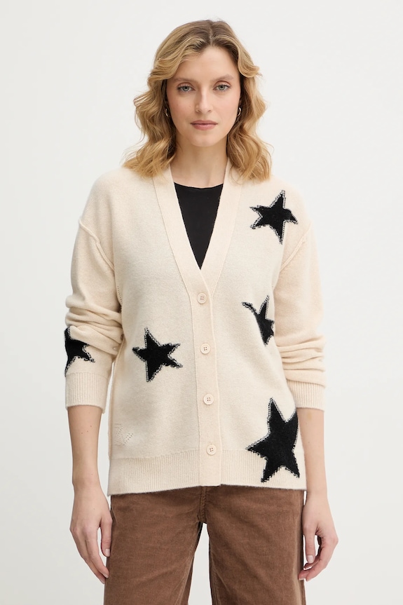 ZADIG&VOLTAIRE kasmír kardigán mintás bézs KWCA01626