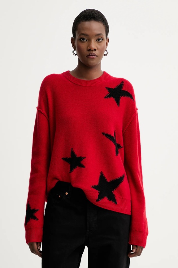 ZADIG&VOLTAIRE pulover de cașmir grosime medie rosu KWSW02844