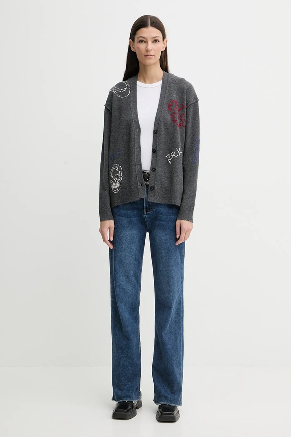 ZADIG&VOLTAIRE kasmír kardigán KWCA01630 szürke AW25