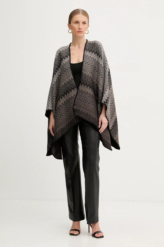 Vlnené pončo Missoni MA80WODA420 hnedá AW25