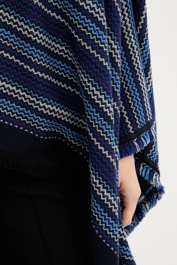 Μάλλινο πόντσο Missoni MA9EWODA413 σκούρο μπλε