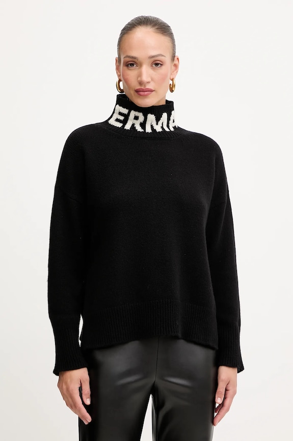 ERMANNO Firenze sweter wełniany aplikacja czarny 57TM027EO1
