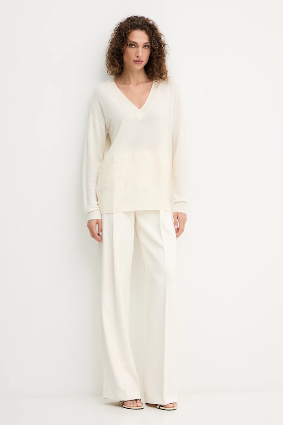ERMANNO Firenze sweter wełniany 57TM049E55 beżowy AW25