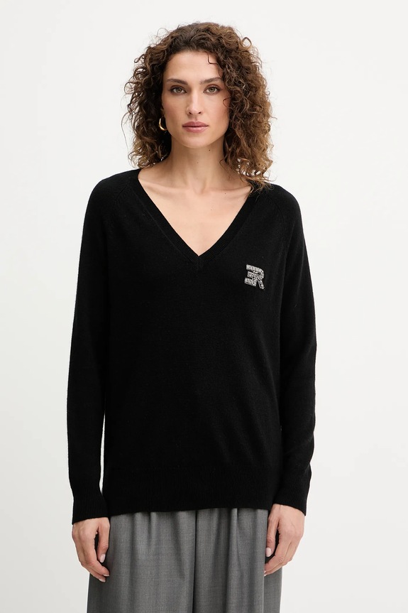 ERMANNO Firenze pulover de lână subtiri negru 57TM055E52