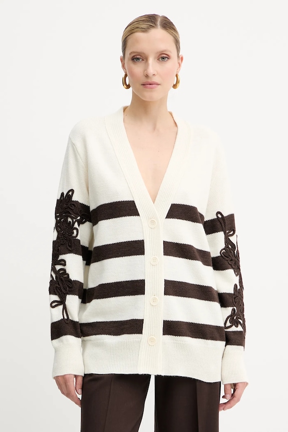 ERMANNO Firenze cardigan din amestec de lână imprimeu bej 57TN044EA5