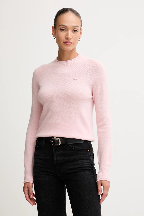 Lacoste sweter wełniany okrągły różowy AF4160