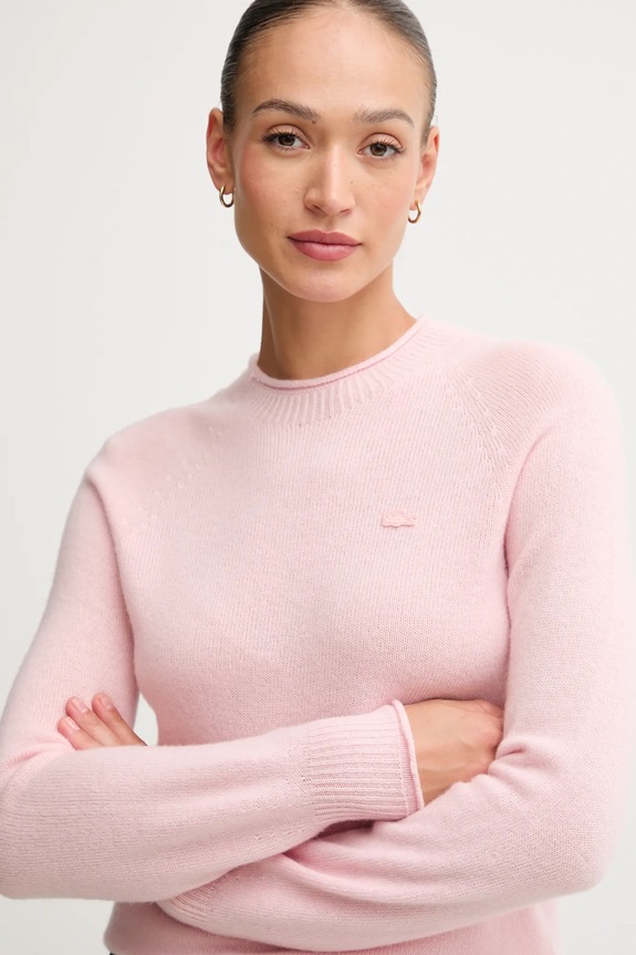 Lacoste sweter wełniany różowy AF4160