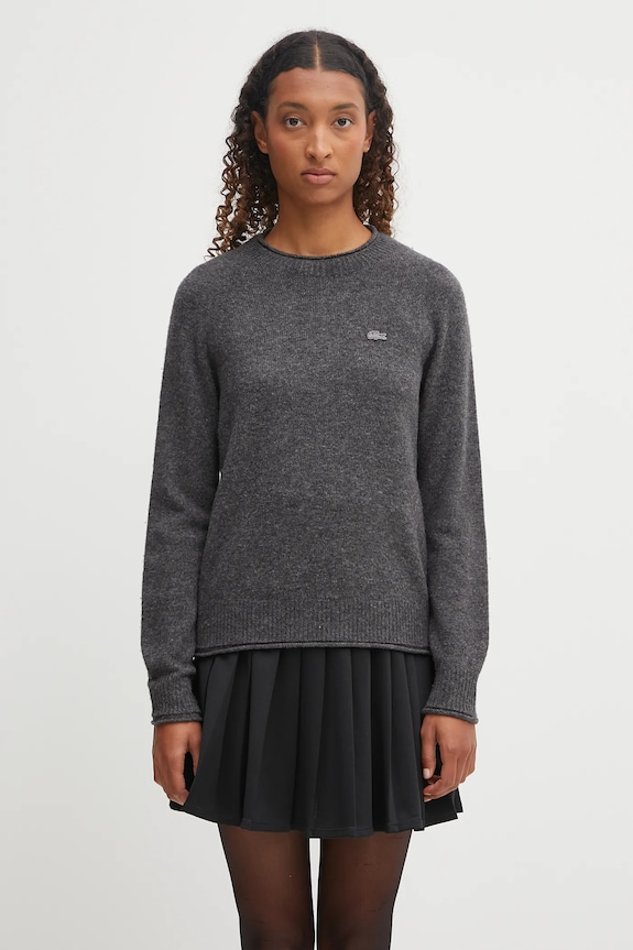 Lacoste maglione in lana semplice grigio AF4160