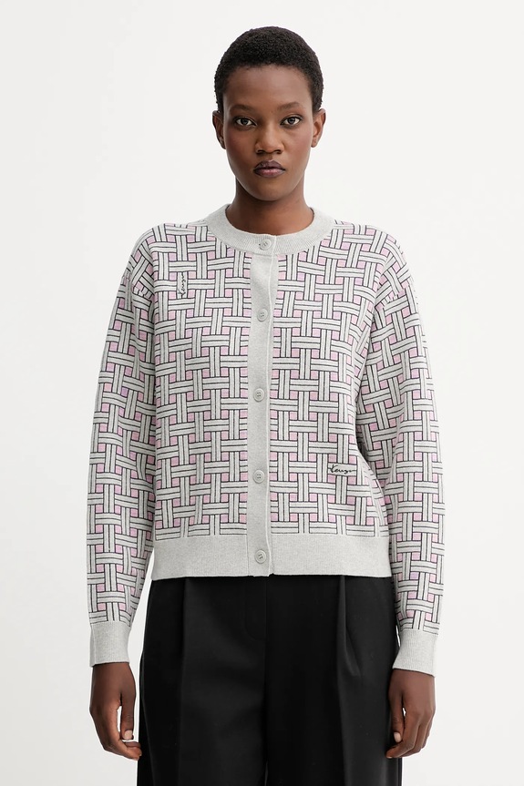 Kenzo cardigan din amestec de lână cu modele gri FF62CA7033CQ