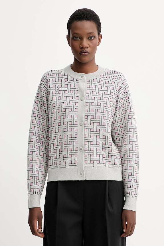 Kenzo cardigan din amestec de lână cu modele gri FF62CA7033CQ