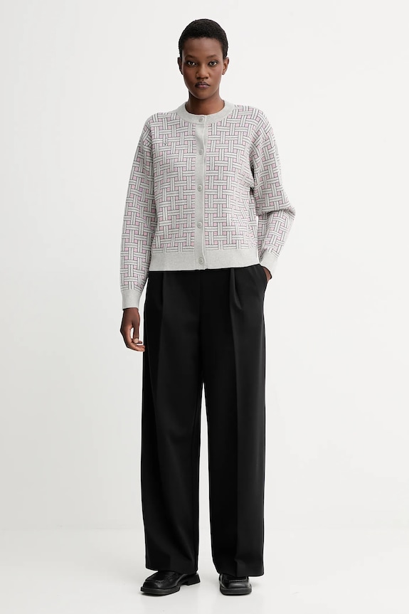 Kenzo cardigan din amestec de lână FF62CA7033CQ gri AW25