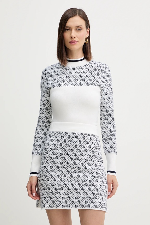 Guess sweter z dodatkiem wełny AUBREY półgolf beżowy W5BR24.Z3JD2