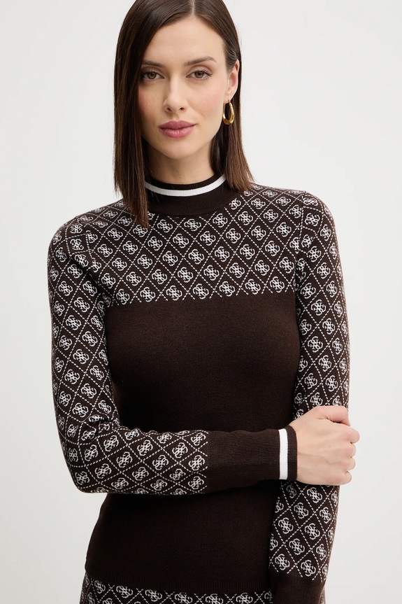 Guess sweter z dodatkiem wełny AUBREY brązowy W5BR24.Z3JD2
