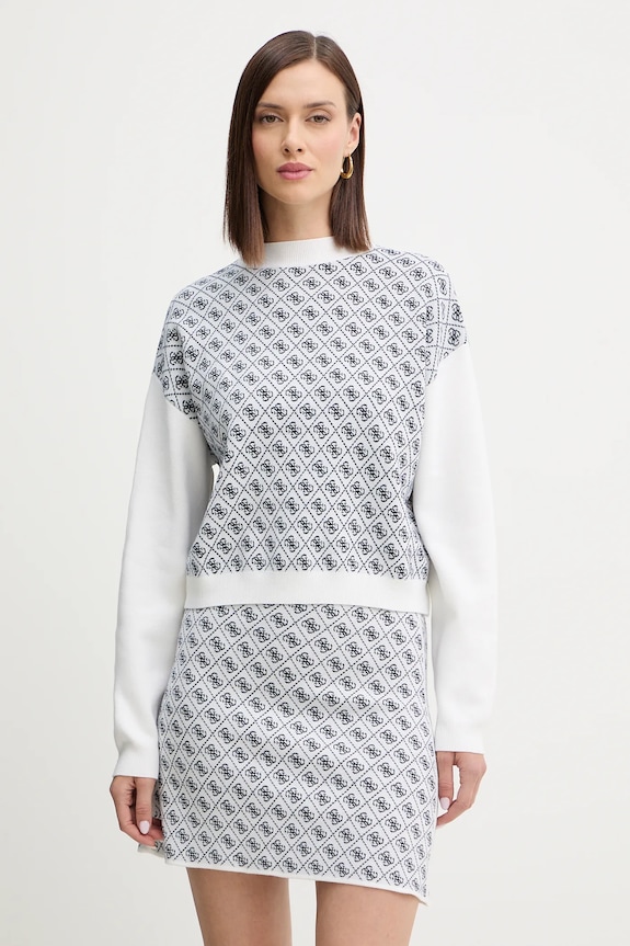 Guess pulover din amestec de lână AUBREY grosime medie bej W5BR23.Z3JD2