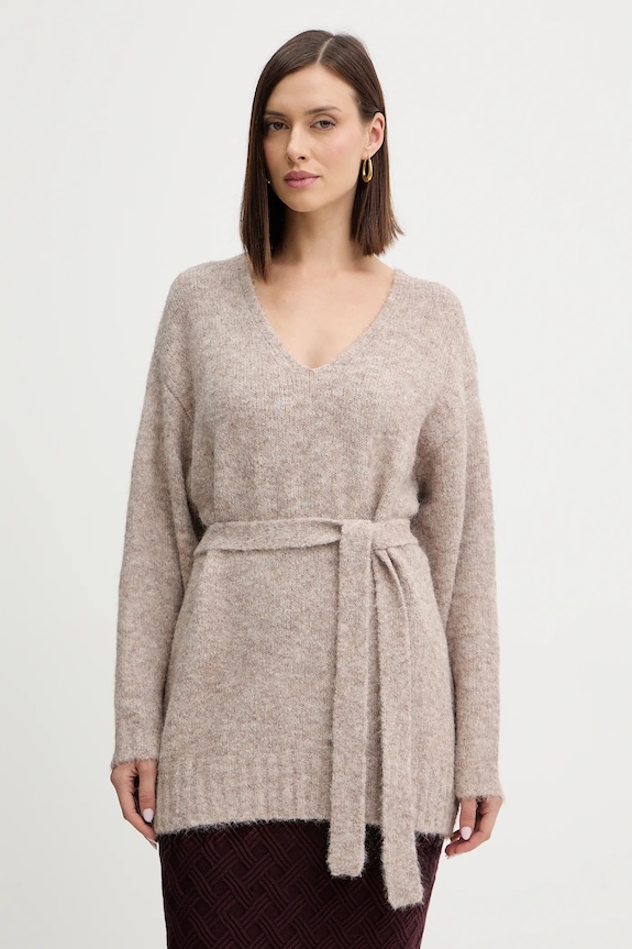Guess pulover din amestec de lână KIYOKA grosime medie maro W5BR0P.Z4302