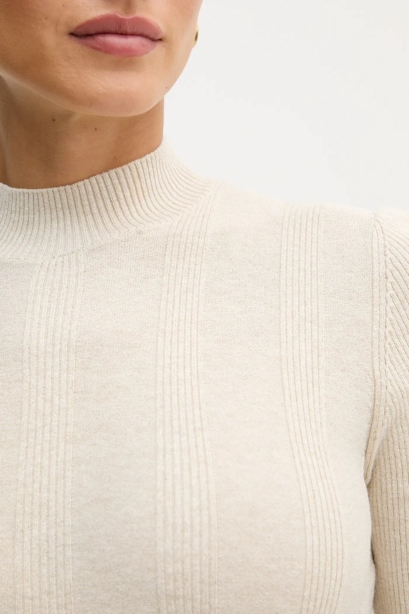Sisley sweter z dodatkiem wełny 1WH2M2025 beżowy