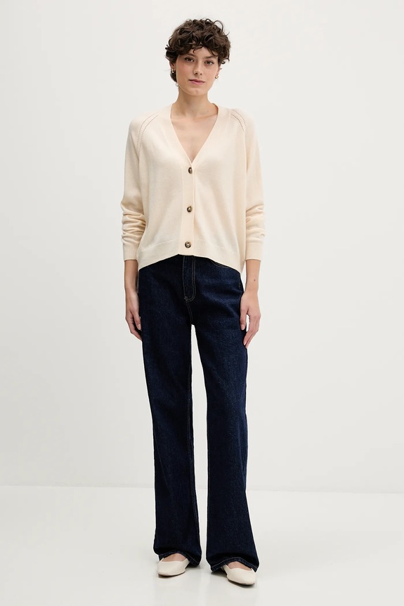 Sisley kardigan z dodatkiem wełny 102HM602Q beżowy AW25