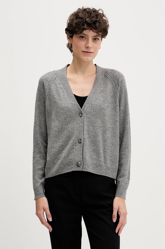 Sisley kardigan z dodatkiem wełny melanż szary 102HM602Q