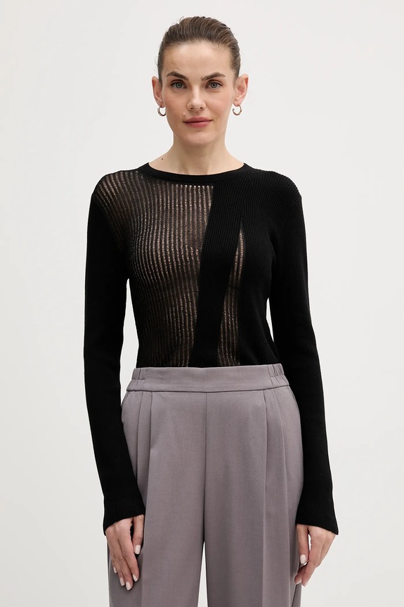 Sisley pulover de bumbac subtiri negru 10C1L106M