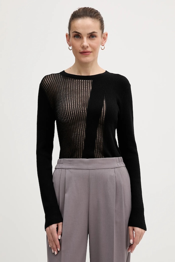 Sisley pulover de bumbac subtiri negru 10C1L106M