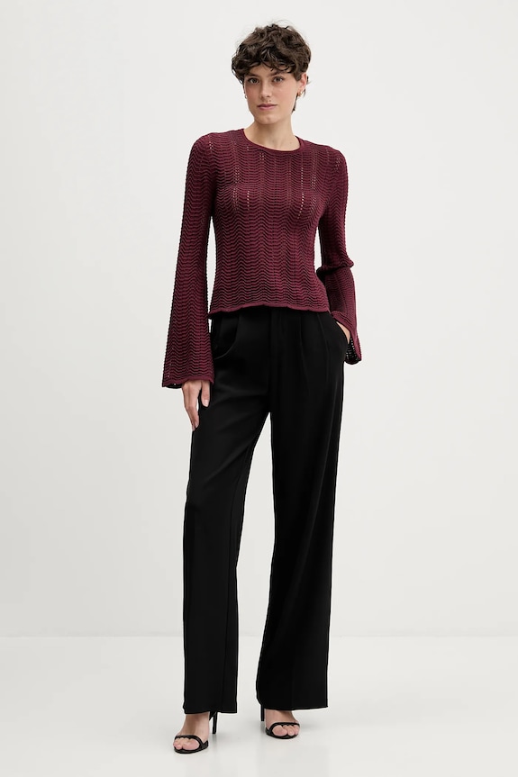 Sisley sweter bawełniany 1494M106O bordowy AW25