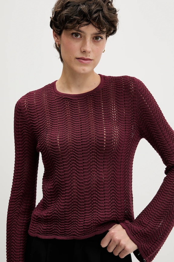 Sisley sweter bawełniany bordowy 1494M106O