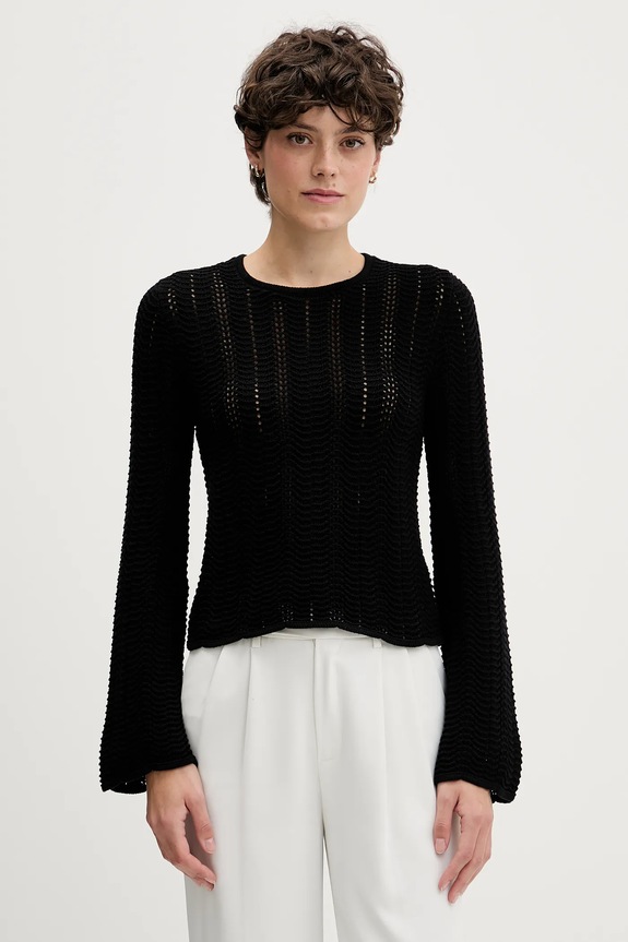 Sisley sweter bawełniany bawełna czarny 1494M106O