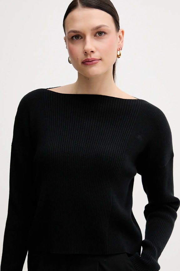 Pulover s dodatkom vune Sisley crna 1KHTL106J