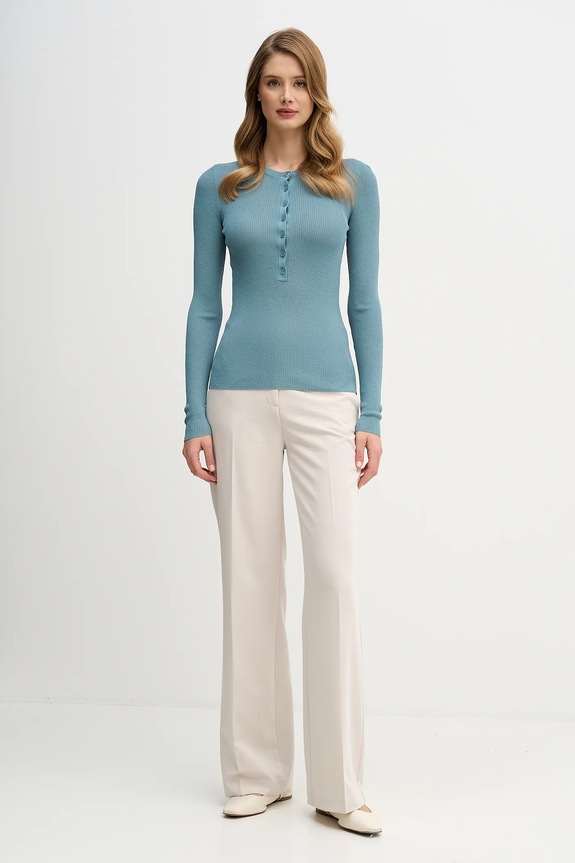 Sisley sweter 19EQM2024 turkusowy AW25