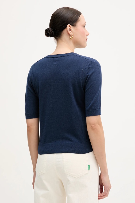 Odjeća Pulover s dodatkom vune Sisley 1SBXM106L mornarsko plava