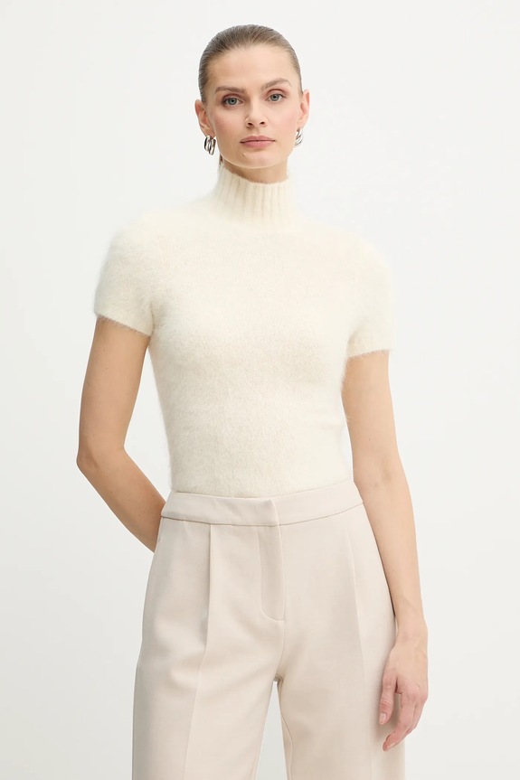 Marciano by Guess sweter z dodatkiem alpaki AGNES półgolf beżowy 5BGR10.5794Z