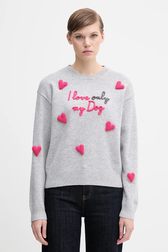 MC2 Saint Barth sweter z dodatkiem wełny okrągły szary LOUI004