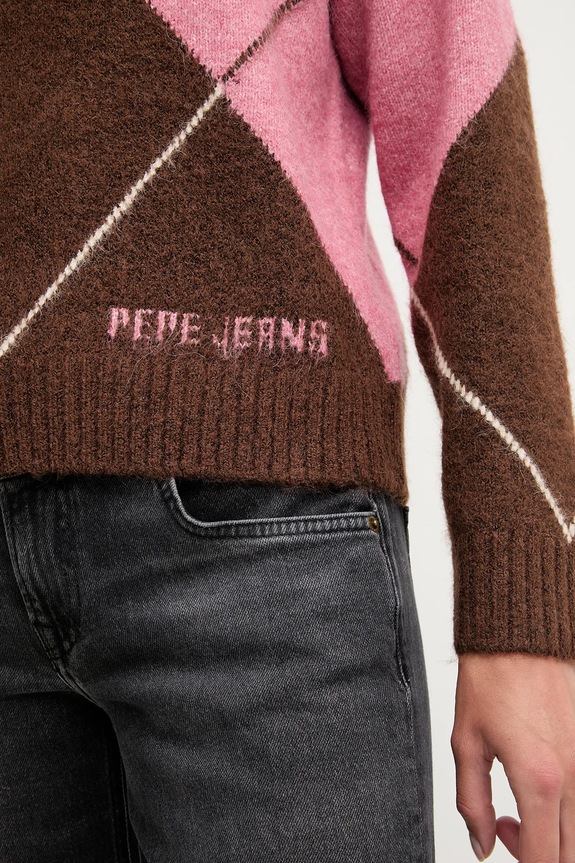 Pepe Jeans gyapjúkeverék pulóver PL7000037 barna