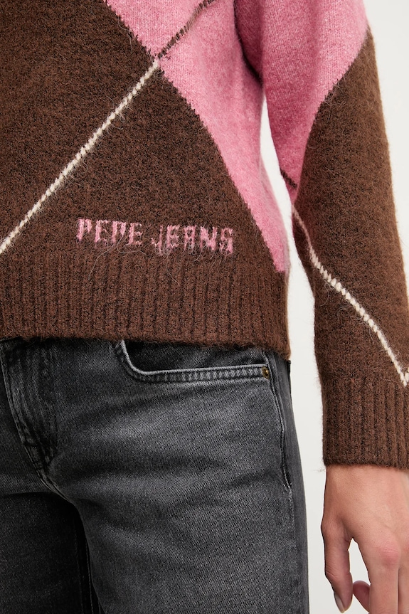 Pepe Jeans gyapjúkeverék pulóver PL7000037 barna