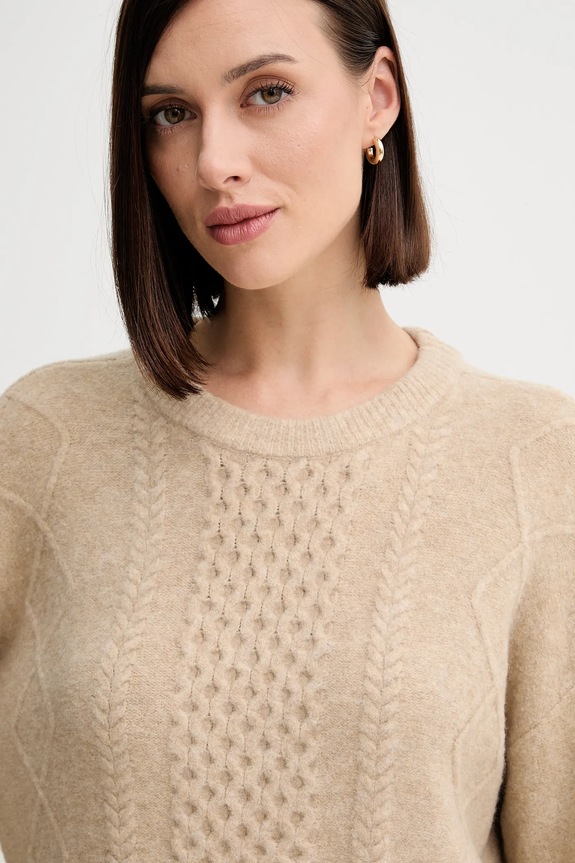 Twinset sweter z domieszką wełny beżowy 252AP3043