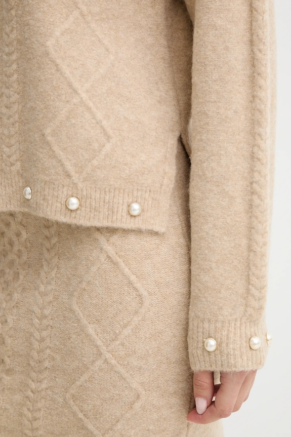 Twinset sweter z domieszką wełny 252AP3043 beżowy