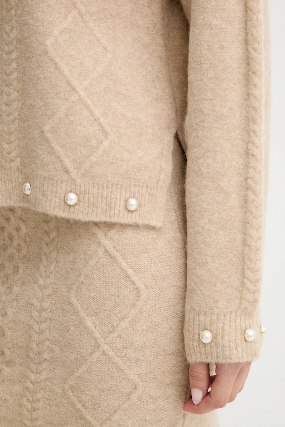 Twinset sweter z domieszką wełny 252AP3043 beżowy