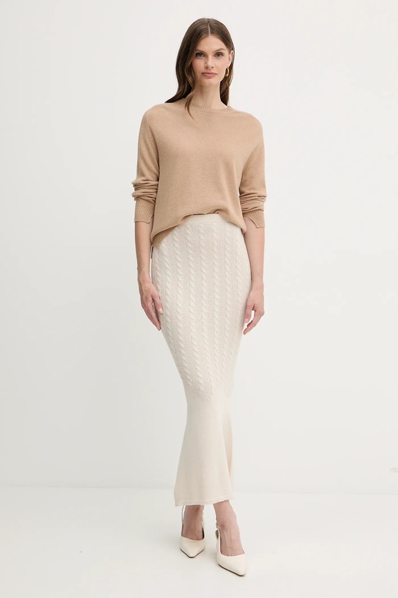 Twinset sweter wełniany 252TP3495 beżowy AW25
