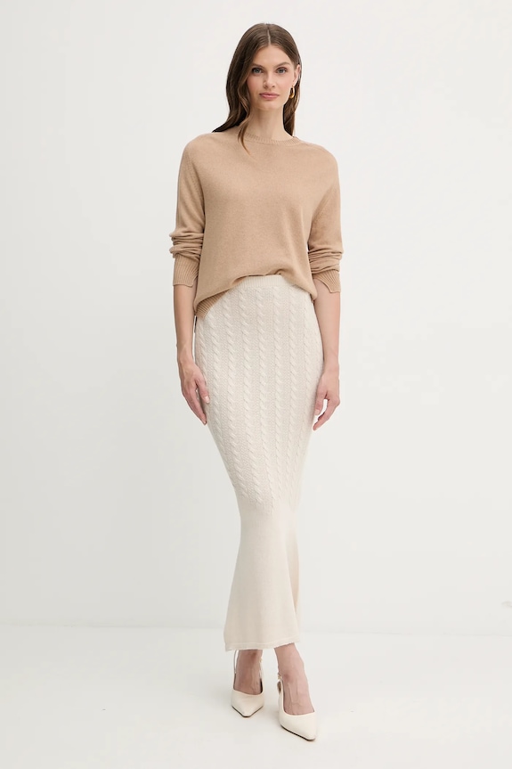 Twinset sweter wełniany 252TP3495 beżowy AW25