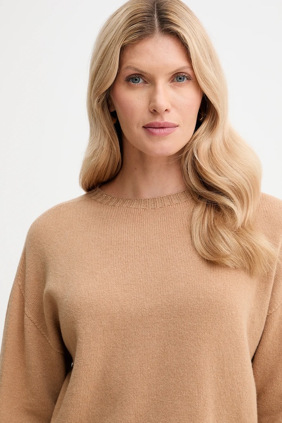 Twinset sweter wełniany brązowy 252TP3580