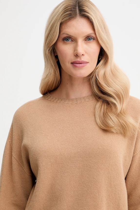 Twinset sweter wełniany brązowy 252TP3580