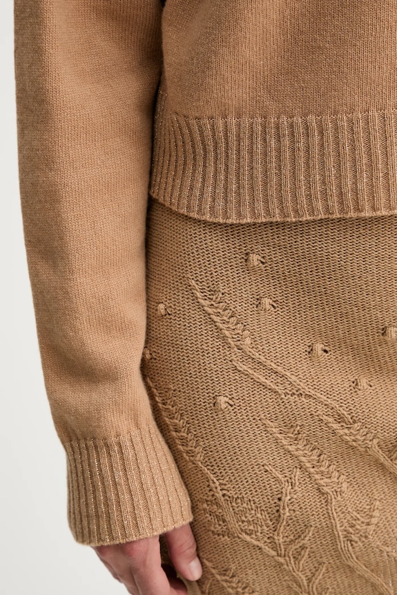 Twinset sweter wełniany 252TP3580 brązowy