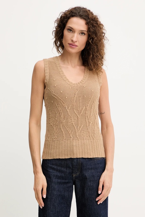 Twinset gilè in lana medio spessore marrone 252TP3333