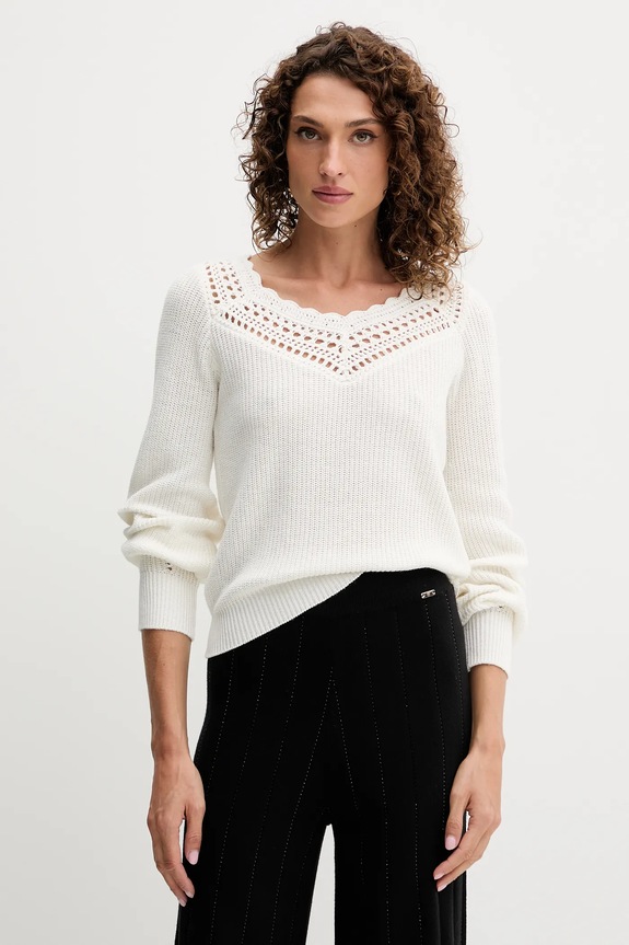 Twinset maglione con lana scollo a V beige 252TP3102