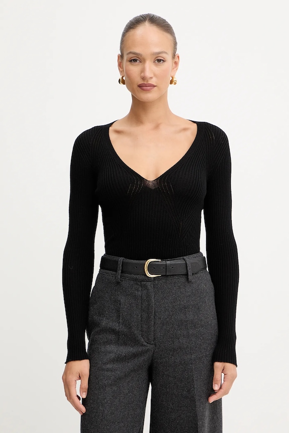 Μάλλινο πουλόβερ Twinset μαλλί μαύρο 252TT3110