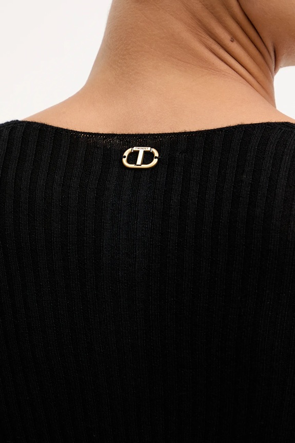 Μάλλινο πουλόβερ Twinset 252TT3110 μαύρο